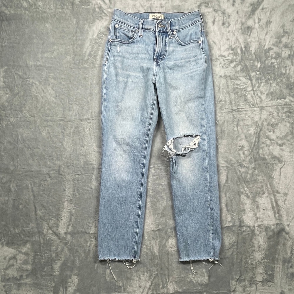 Madewell The Perfect Vintage Jean‎ Womens Light Wash Blue Distressed Raw Hem 25P